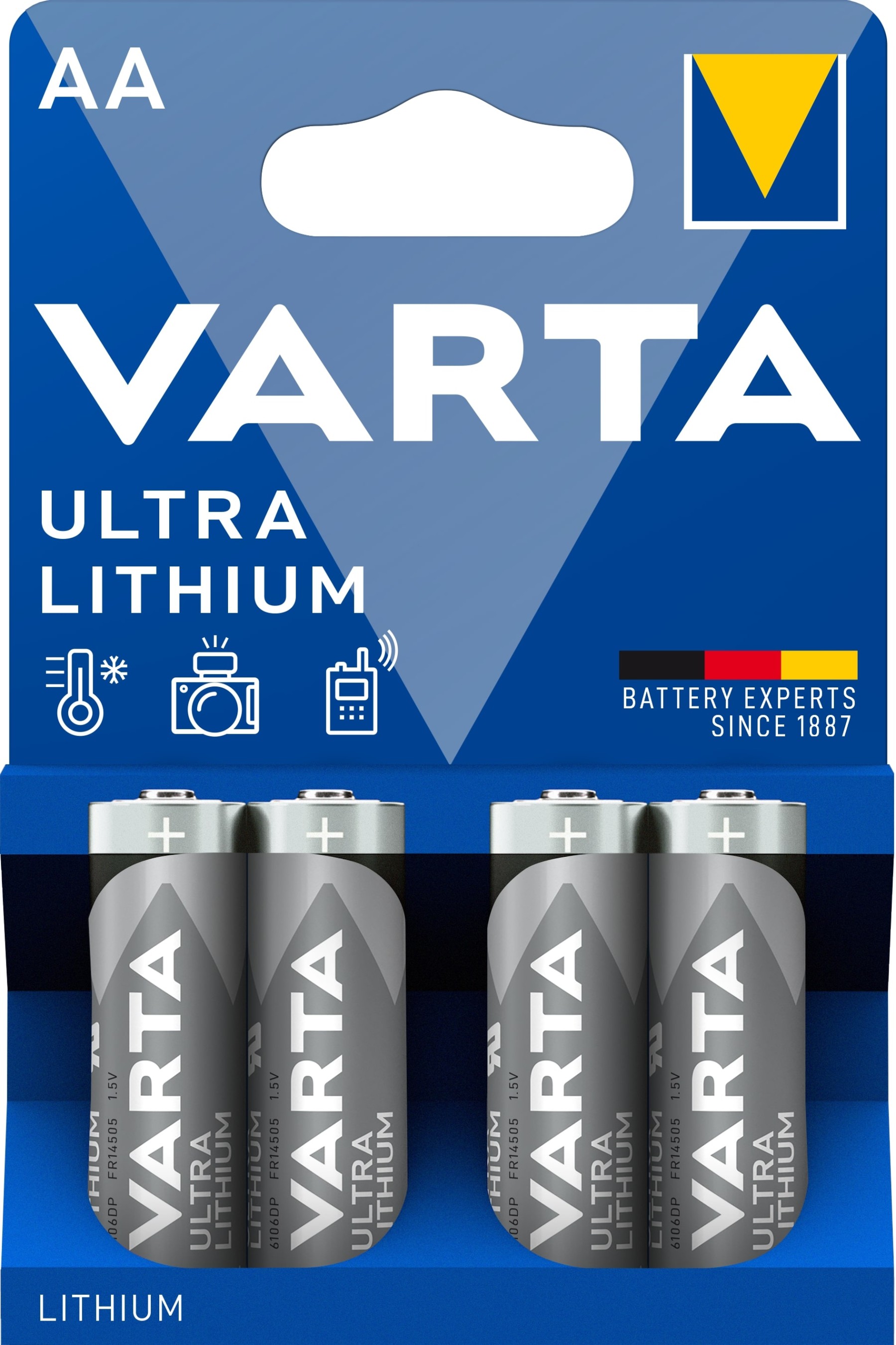 Varta Ultra Lithium AA Battery 1.5V Batteries pack of 4